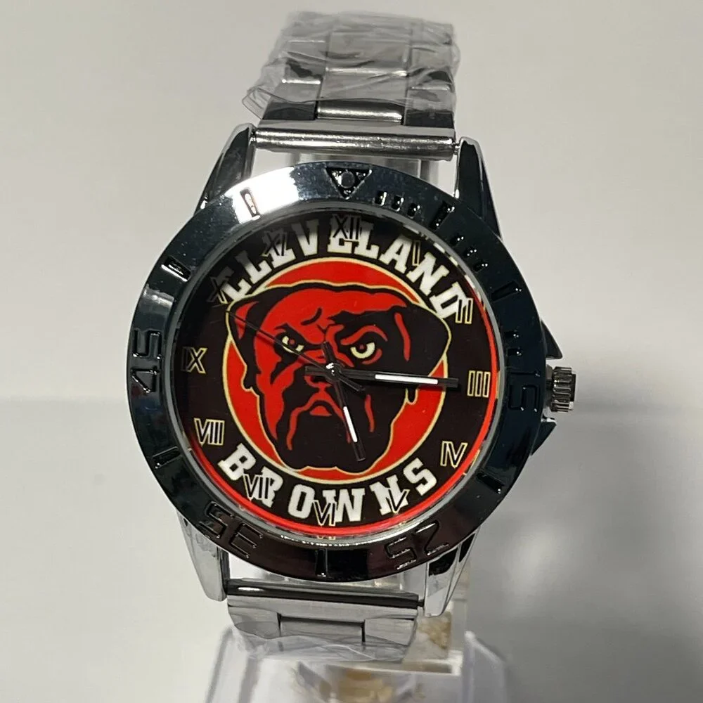 Cleveland Brown NFL Team Logo Men's Stainless-Steel Silver Watch NEW